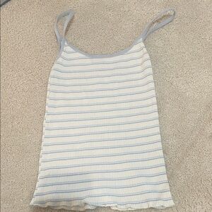 Brandy Melville white and blue triped tank top ribbed